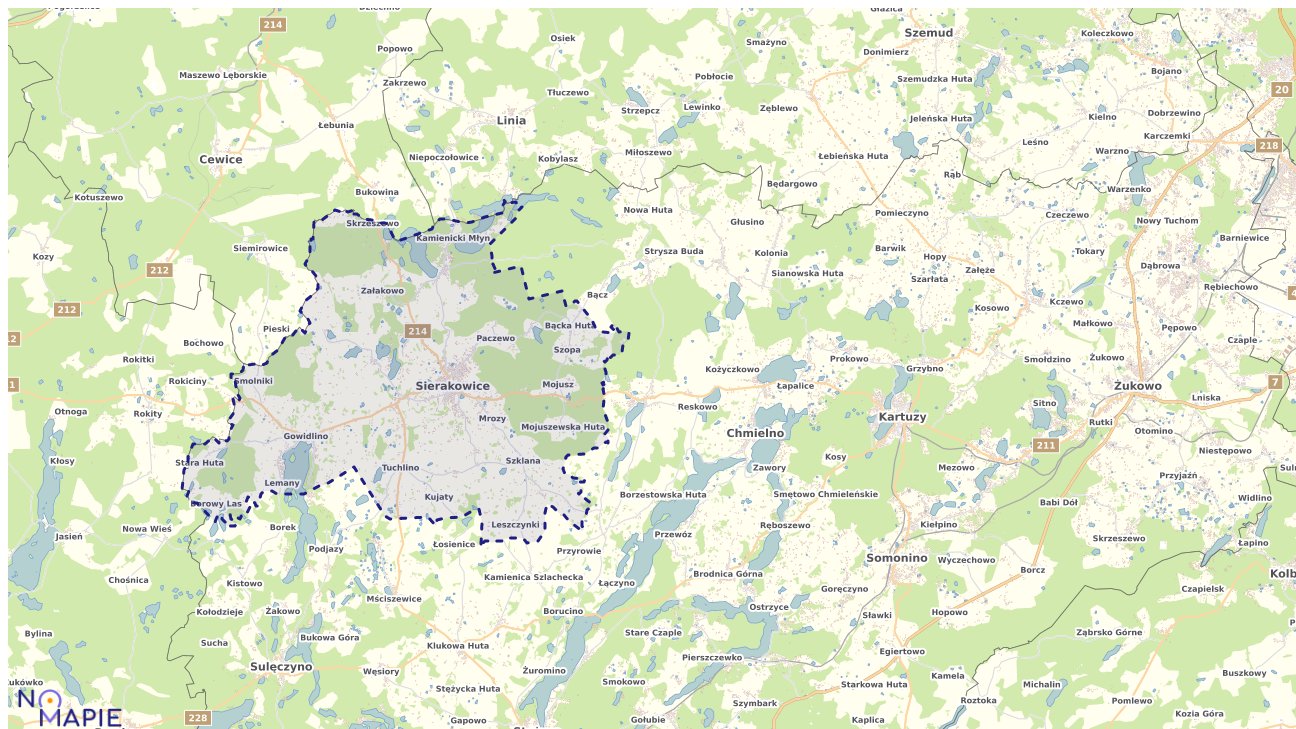 Mapa obszarów ochrony przyrody Sierakowic