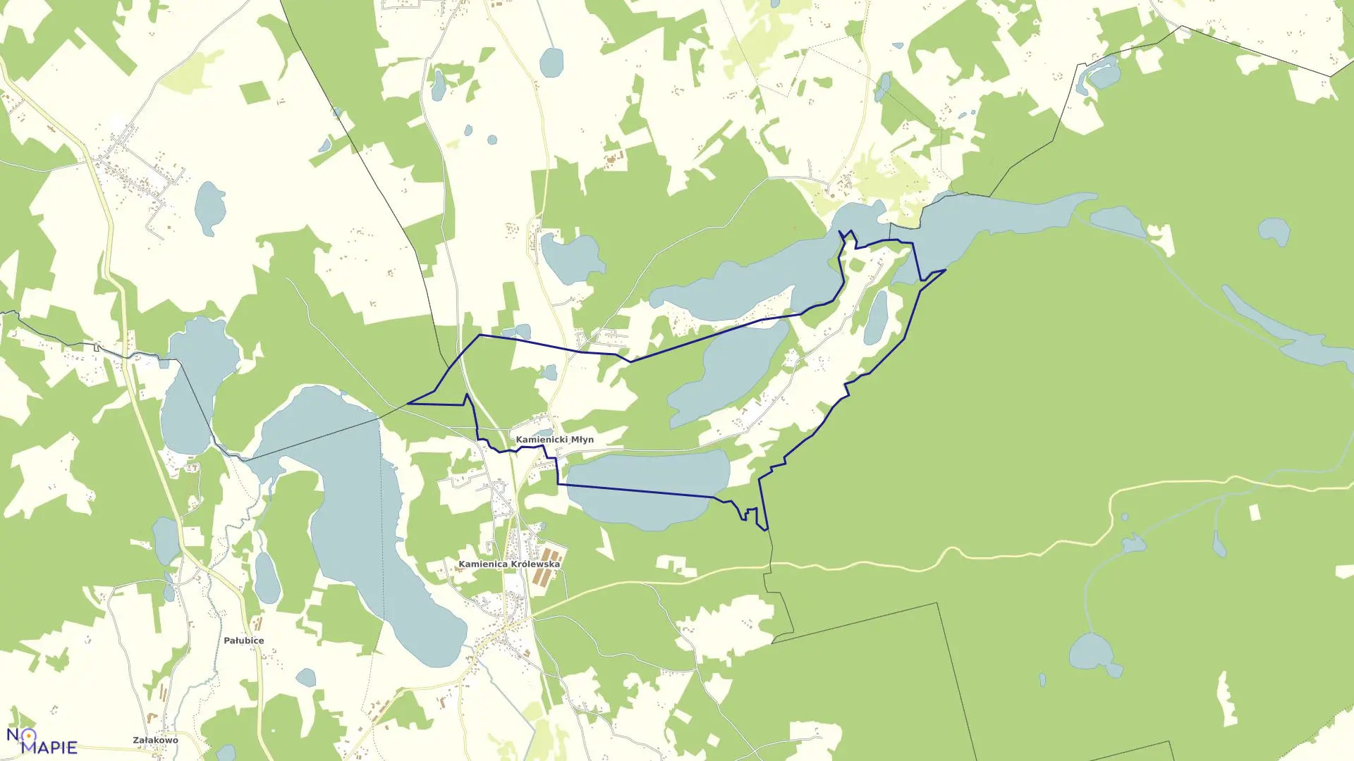 Mapa obrębu Kamienicki Młyn w gminie Sierakowice