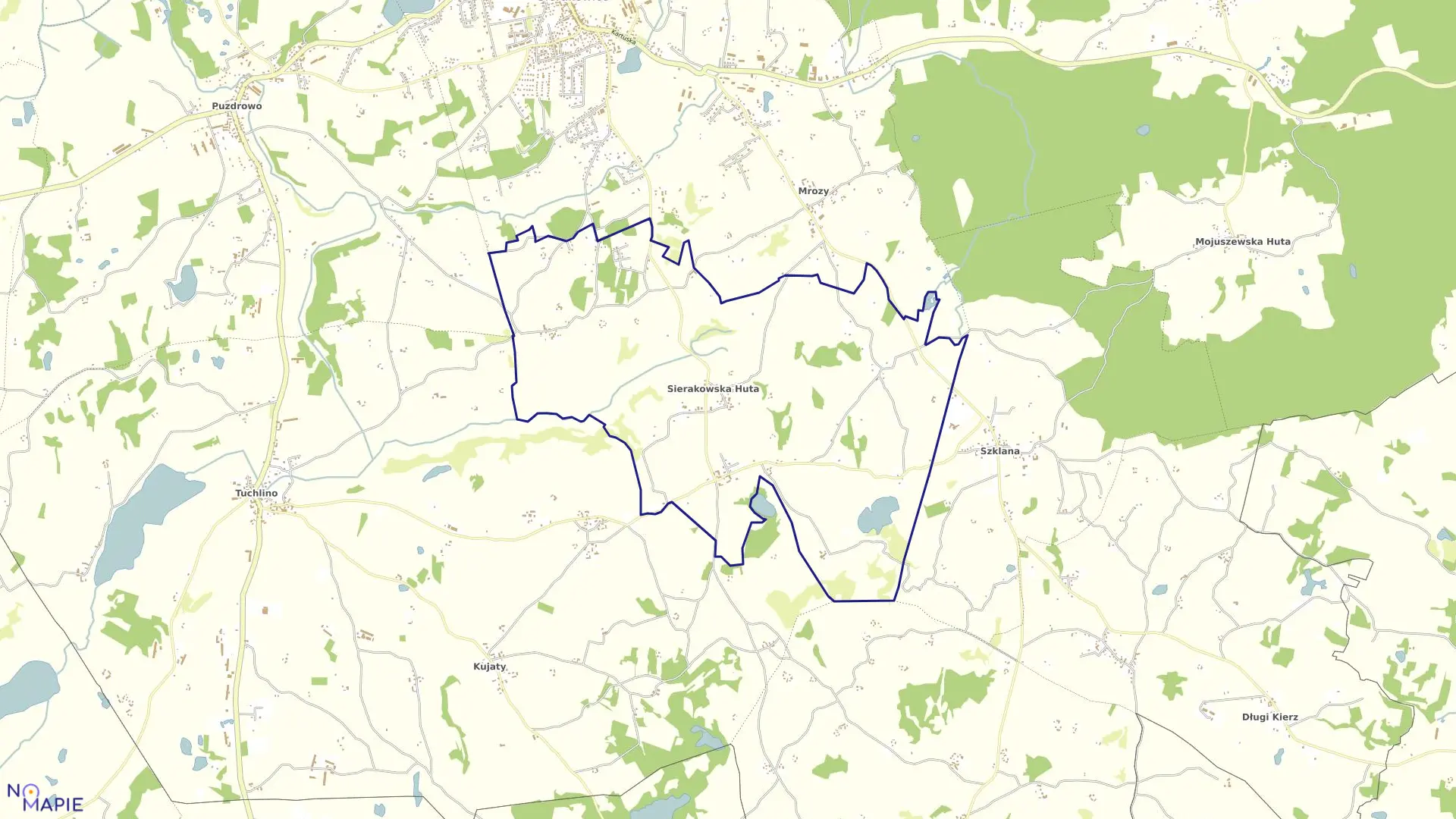 Mapa obrębu Sierakowska Huta w gminie Sierakowice