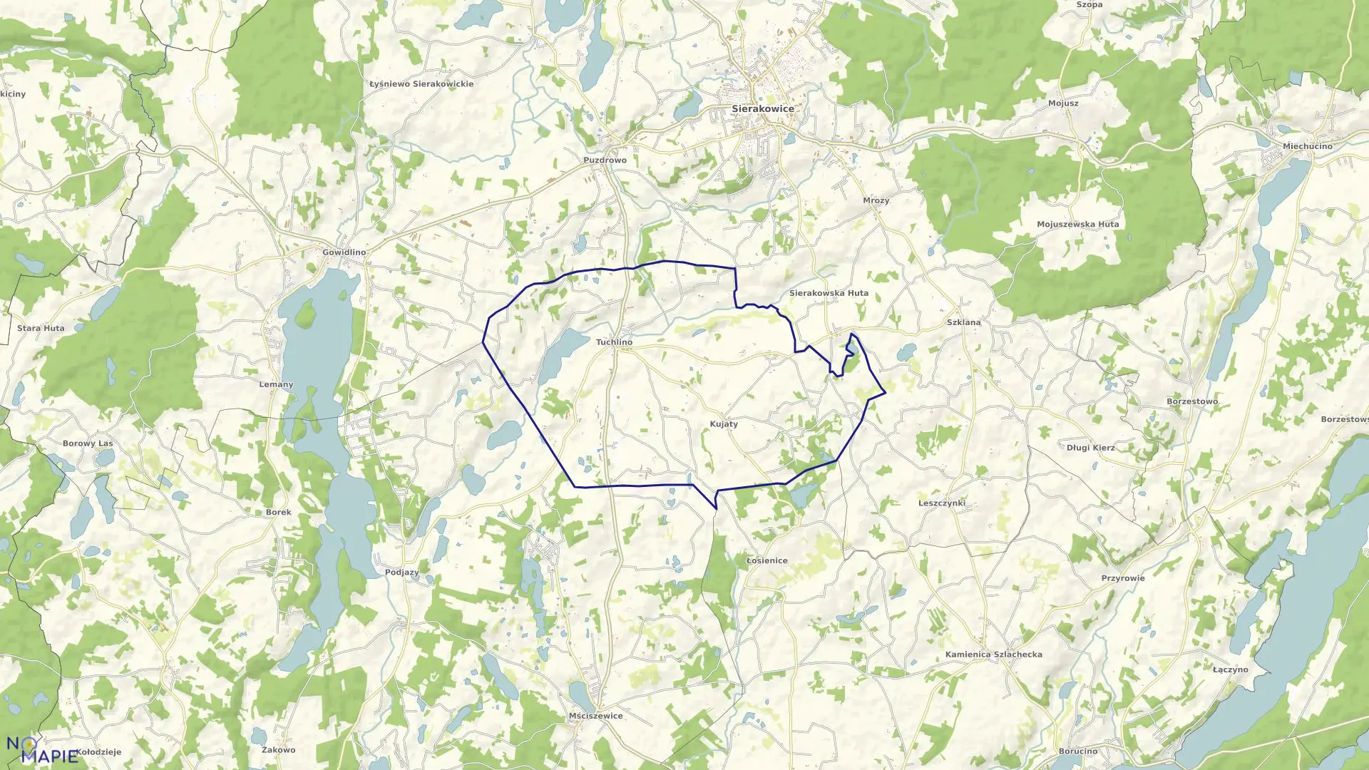 Mapa obrębu Tuchlino w gminie Sierakowice